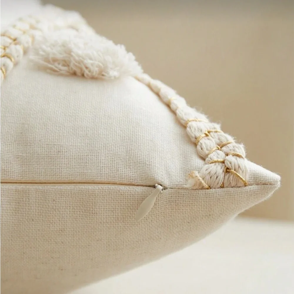 2-Piece Boho Textured Pillow Covers Set | Square + Lumbar | Neutral Decor